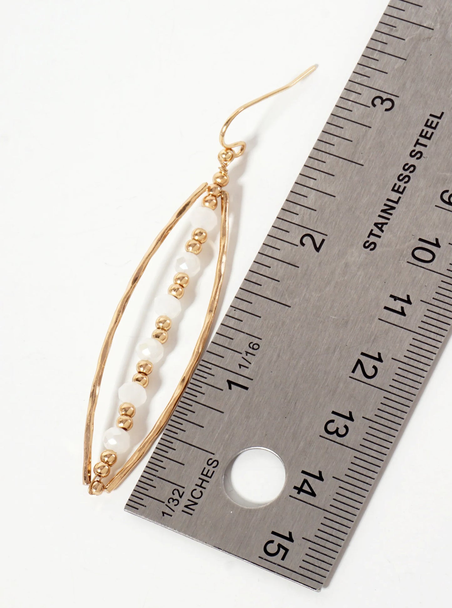 Marquise Drop Earrings With Vertical Faceted Glass-Bead CCB Detail