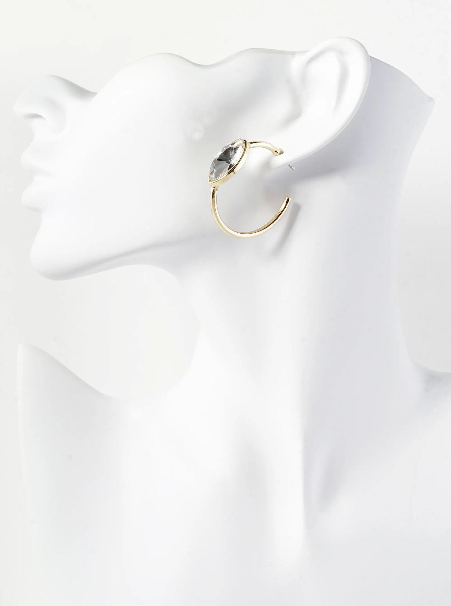 Marquise Shape Crystal Stone 35mm Open Hoop Earrings