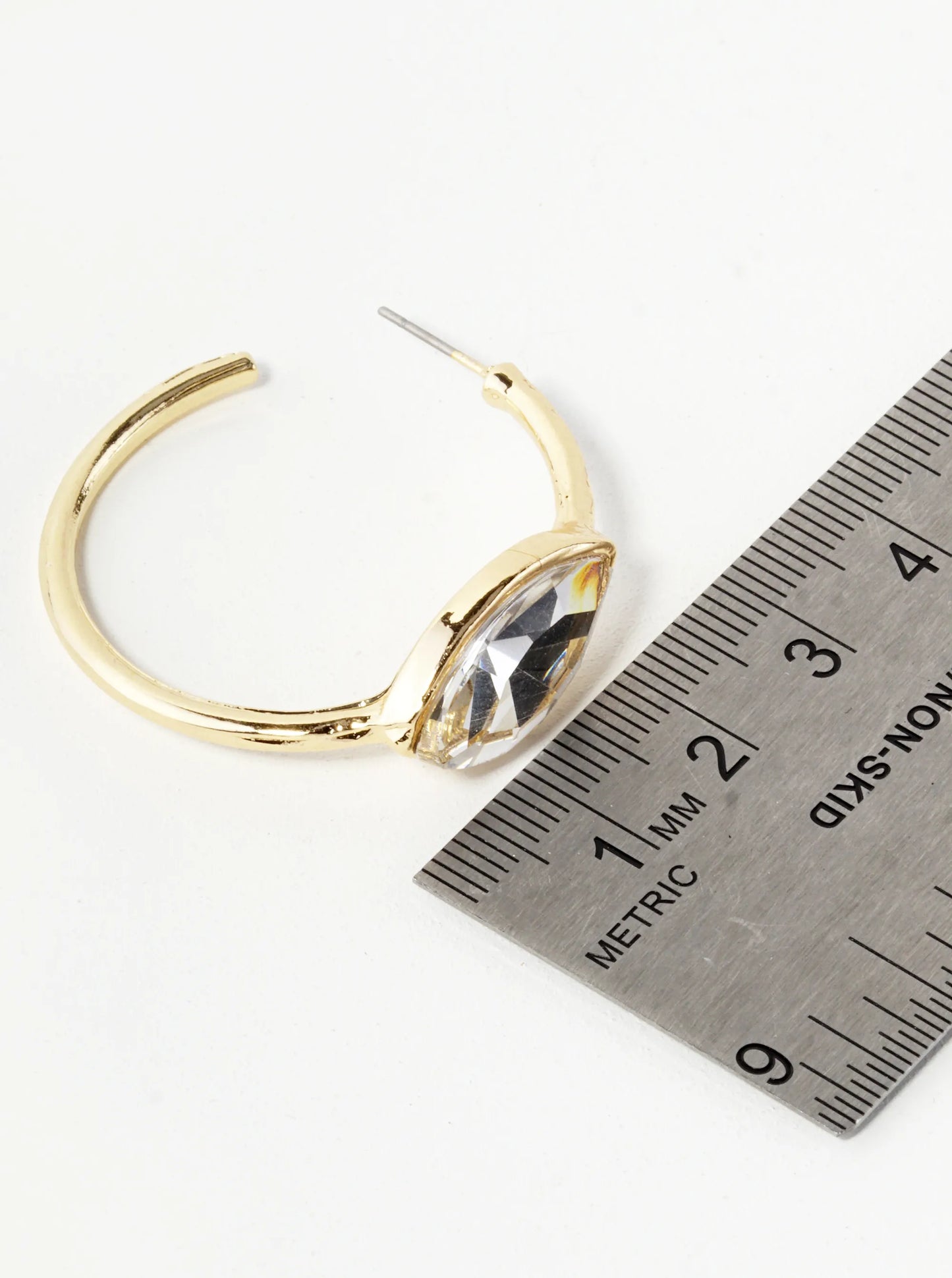 Marquise Shape Crystal Stone 35mm Open Hoop Earrings