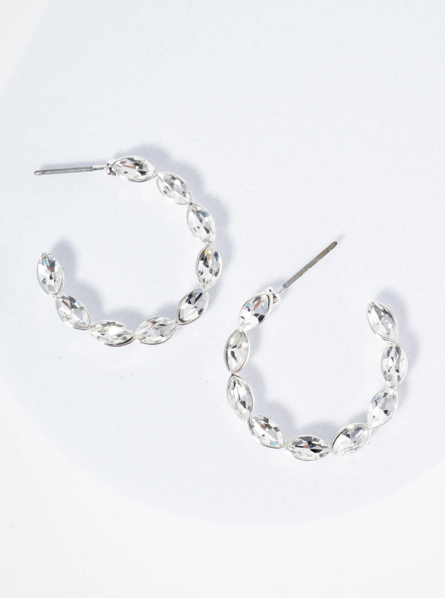 Marquise Shape Crystal Studded 25mm Hoop Earrings