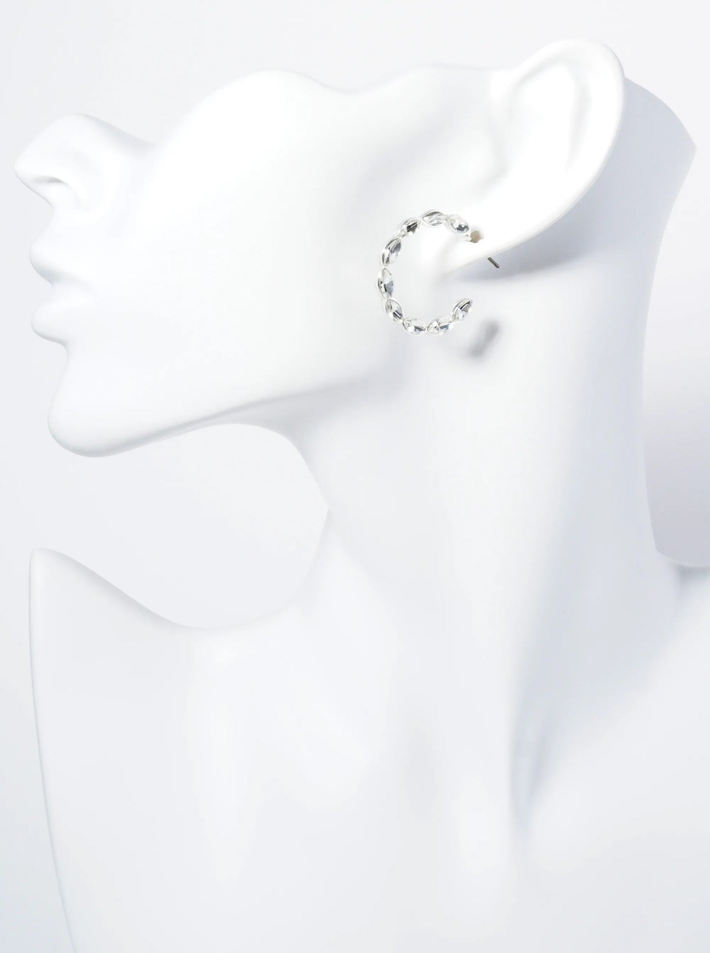 Marquise Shape Crystal Studded 25mm Hoop Earrings