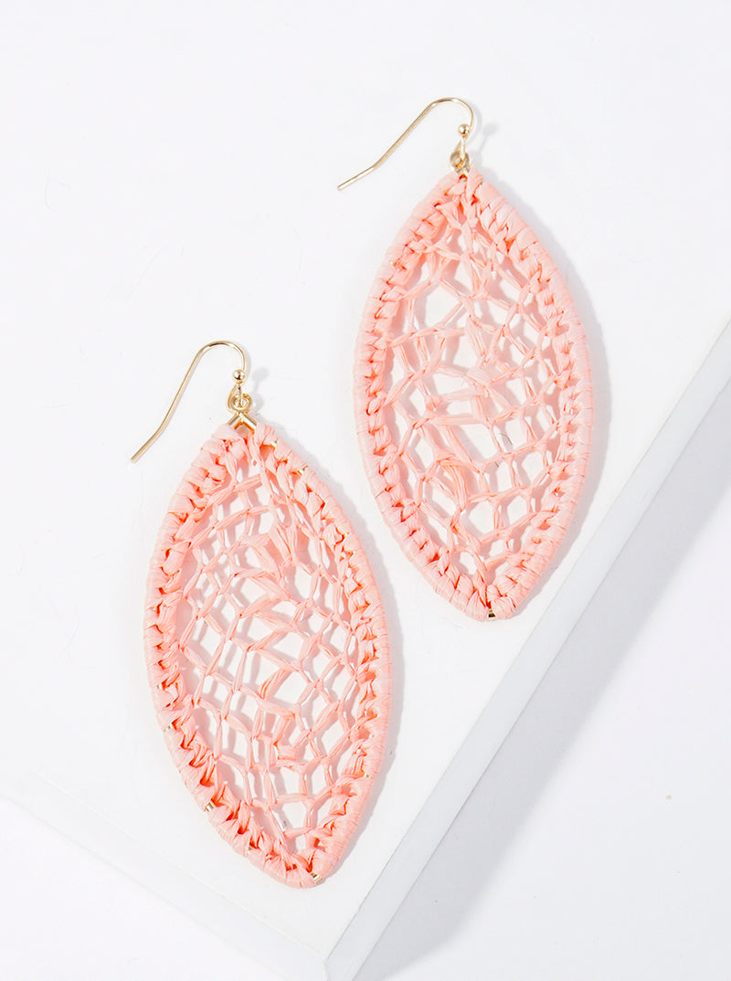 Marquise Shape Raffia Net Dangle Drop Earrings