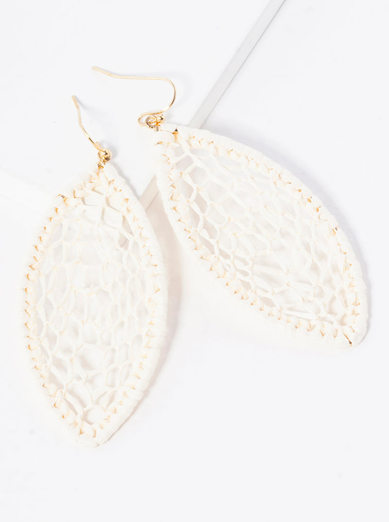 Marquise Shape Raffia Net Dangle Drop Earrings