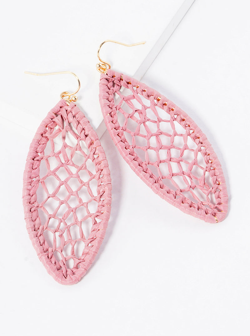 Marquise Shape Raffia Net Dangle Drop Earrings