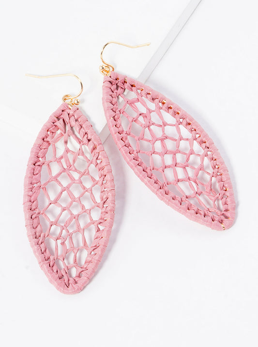 Marquise Shape Raffia Net Dangle Drop Earrings