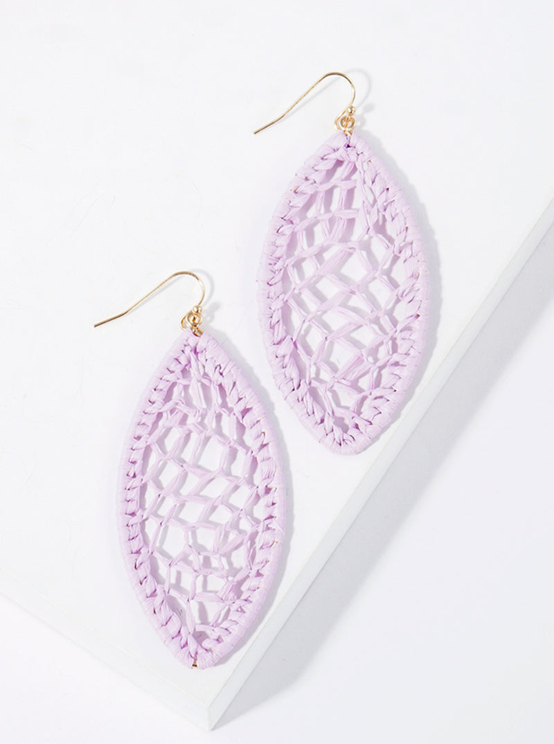 Marquise Shape Raffia Net Dangle Drop Earrings