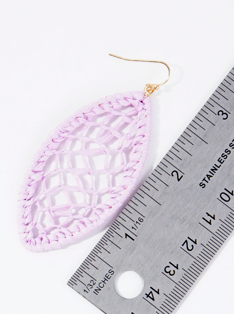 Marquise Shape Raffia Net Dangle Drop Earrings
