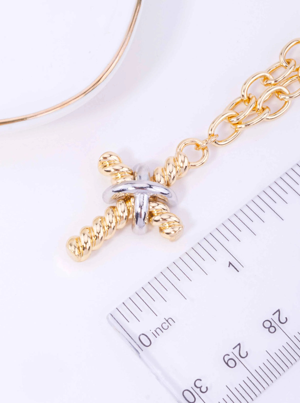 Matinee Rope Cross Pendant Necklace - Gold Rhodium