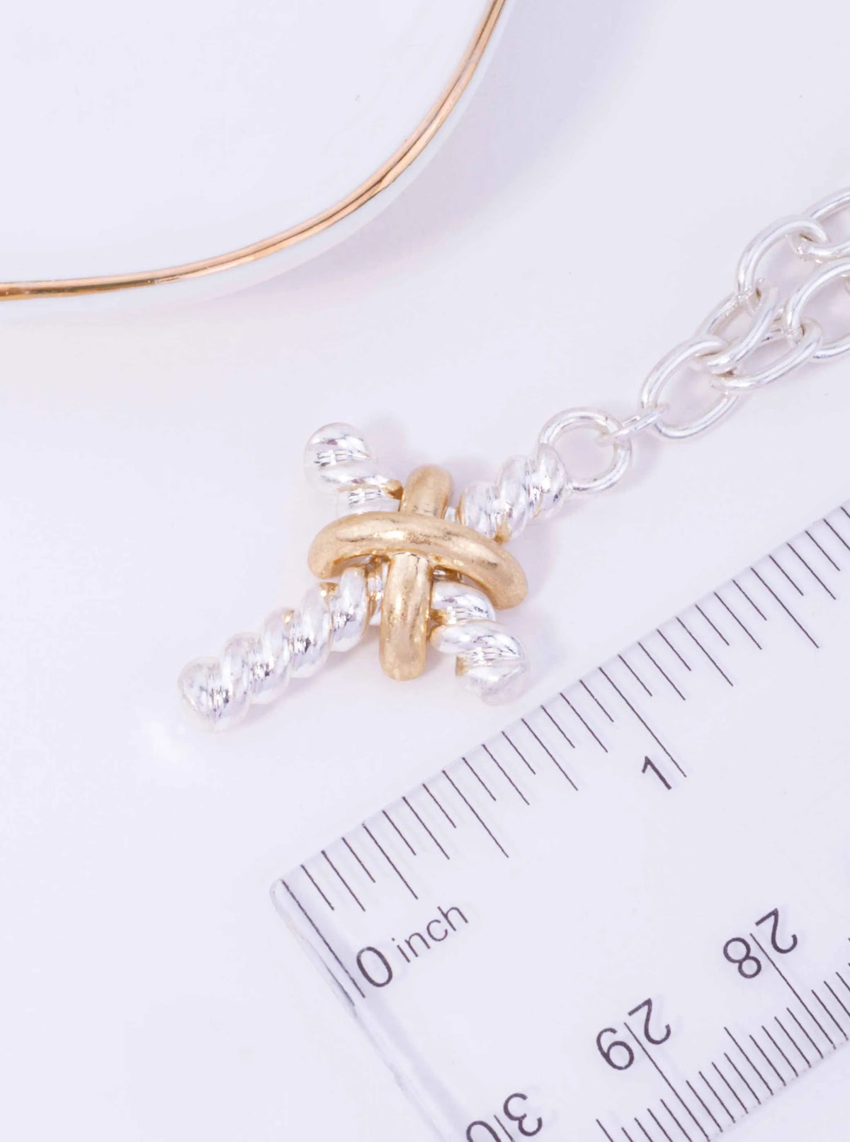 Matinee Rope Cross Pendant Necklace - Worn Silver Worn Gold