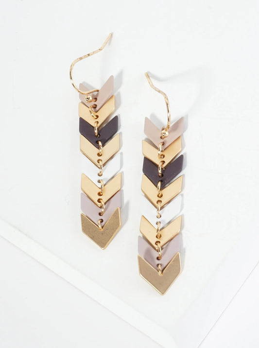 Matte-Coated Chevron Dangle Drop Earrings