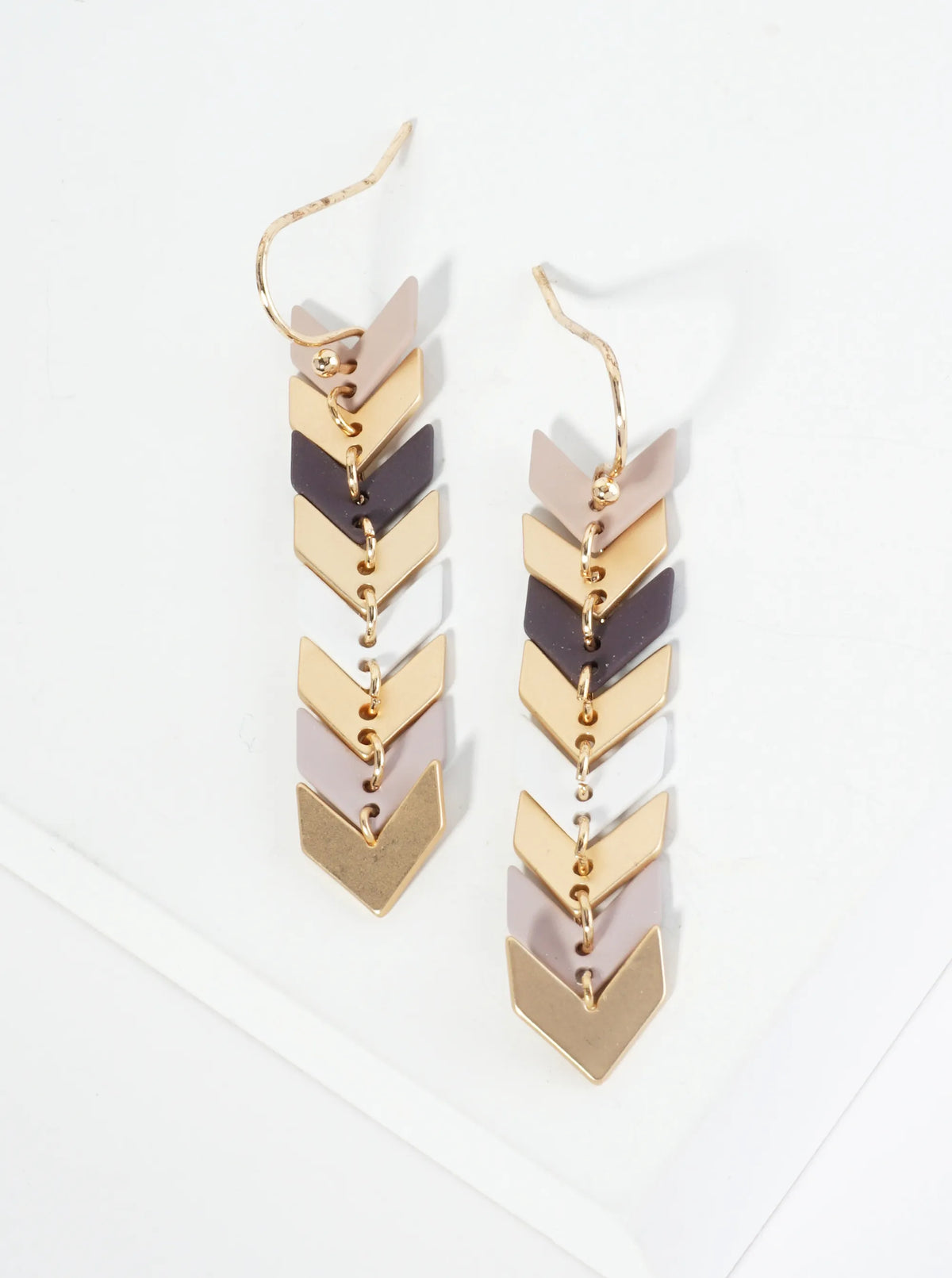 Matte-Coated Chevron Dangle Drop Earrings