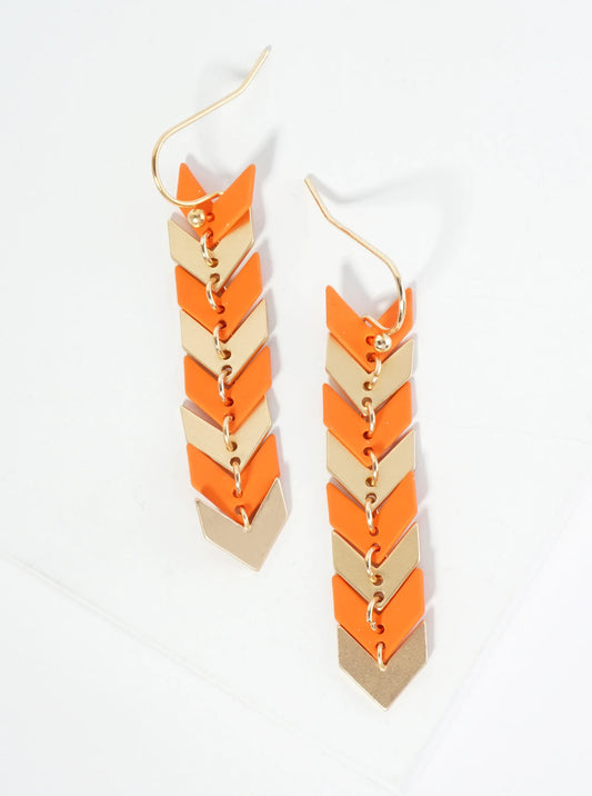 Matte-Coated Chevron Dangle Drop Earrings