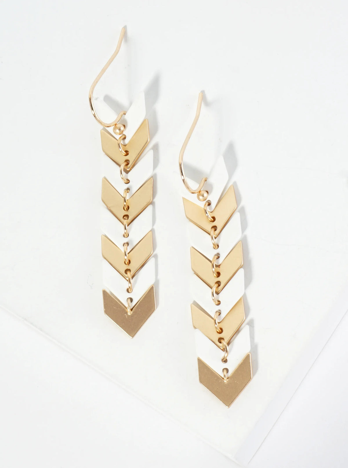 Matte-Coated Chevron Dangle Drop Earrings