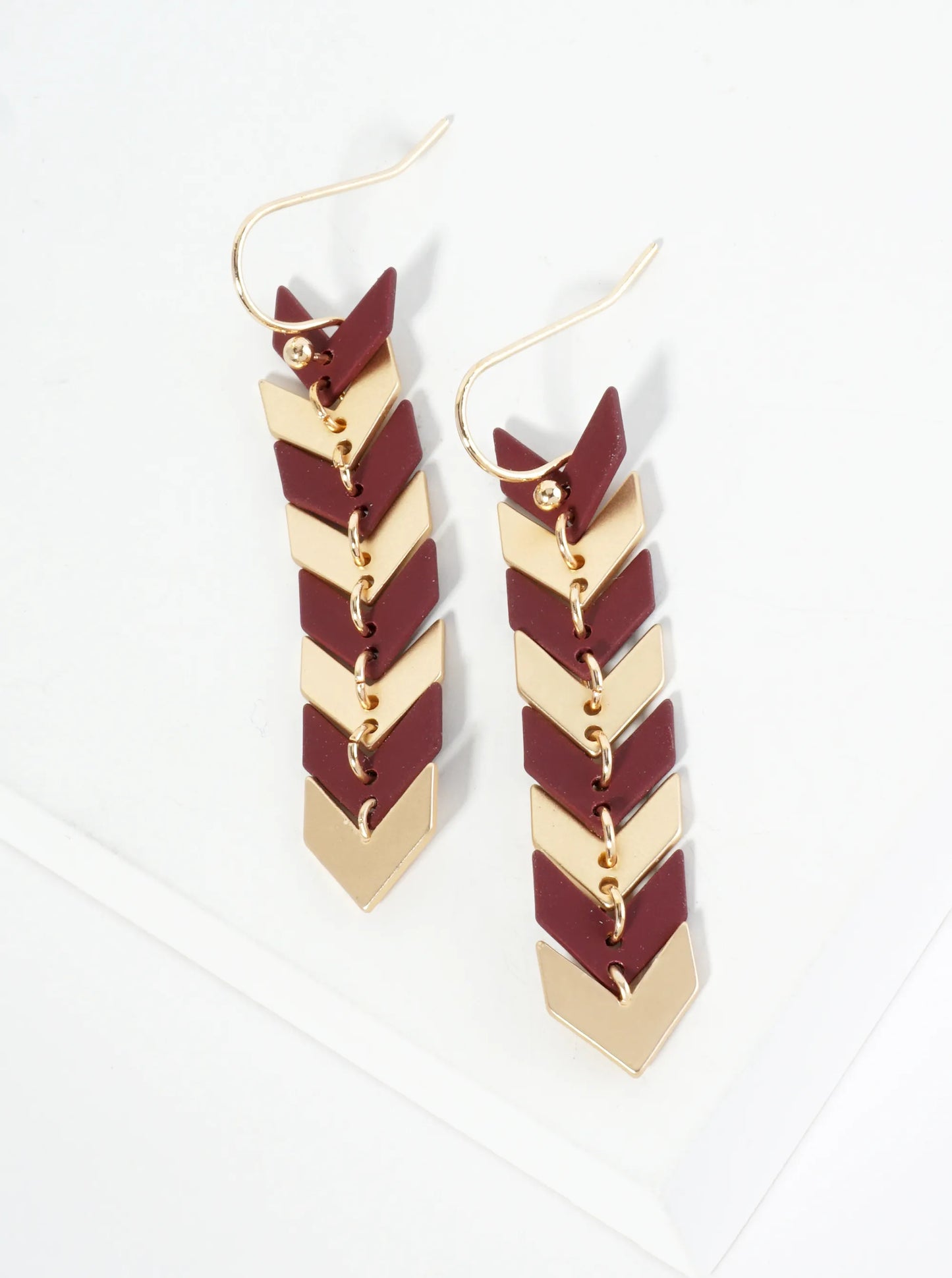 Matte-Coated Chevron Dangle Drop Earrings