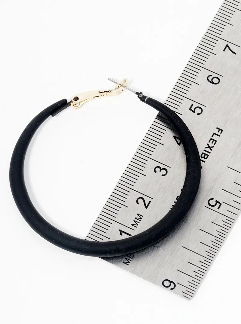 Matte Color Coated Metal Omega-Back 50mm Hoop Earrings