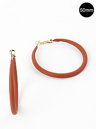 Matte Color Coated Metal Omega-Back 50mm Hoop Earrings