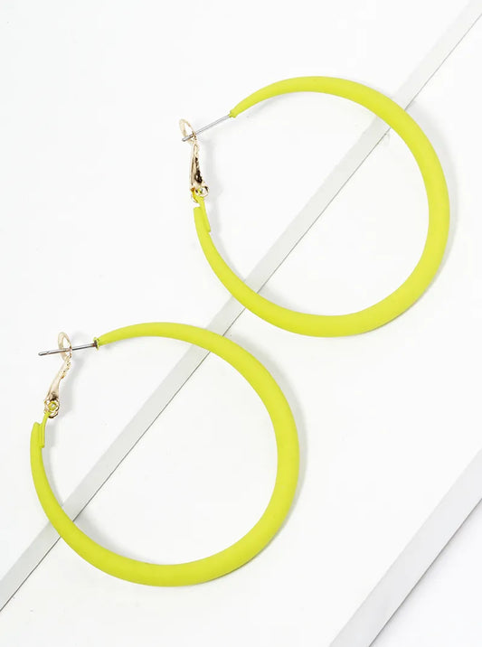 Matte Color Coated Metal Omega-Back 50mm Hoop Earrings
