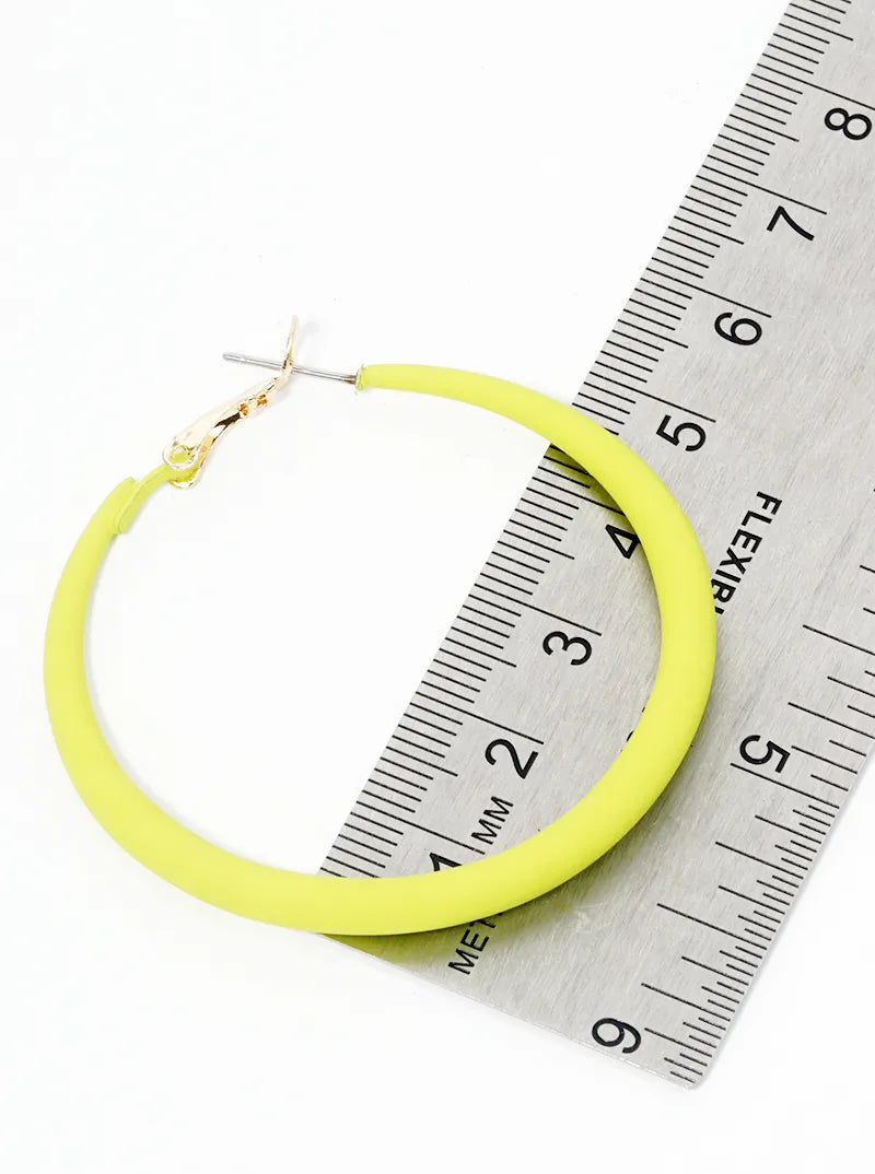 Matte Color Coated Metal Omega-Back 50mm Hoop Earrings