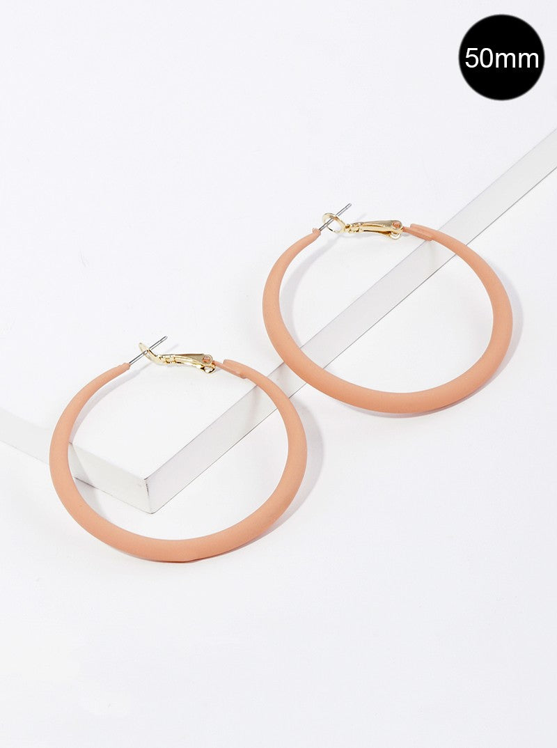 Matte Color Coated Metal Omega-Back 50mm Hoop Earrings