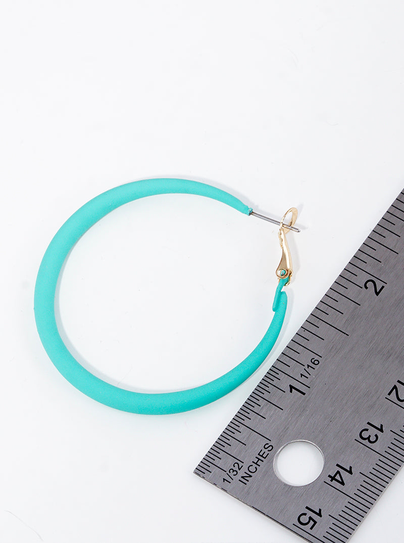 Matte Color Coated Metal Omega-Back 50mm Hoop Earrings