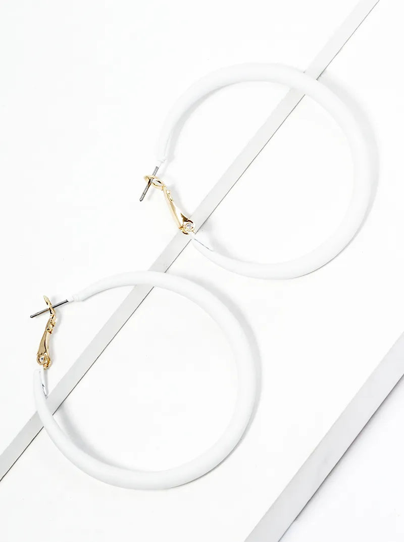 Matte Color Coated Metal Omega-Back 50mm Hoop Earrings