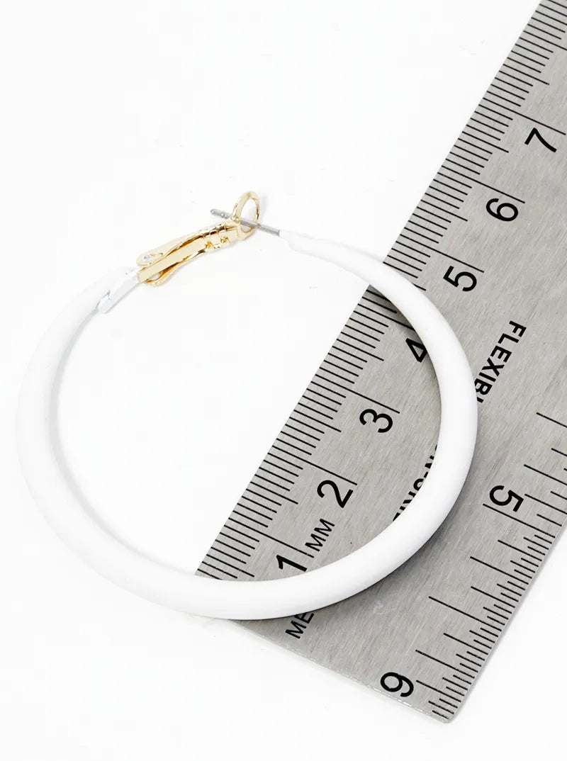 Matte Color Coated Metal Omega-Back 50mm Hoop Earrings