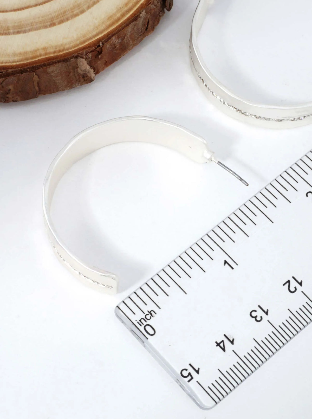 Matte Crescent Rhinestone Hoop Earrings