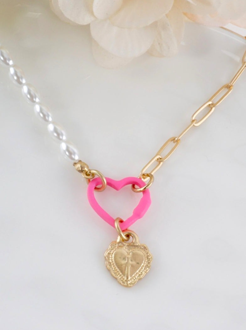 Matte Heart Pendant Necklace