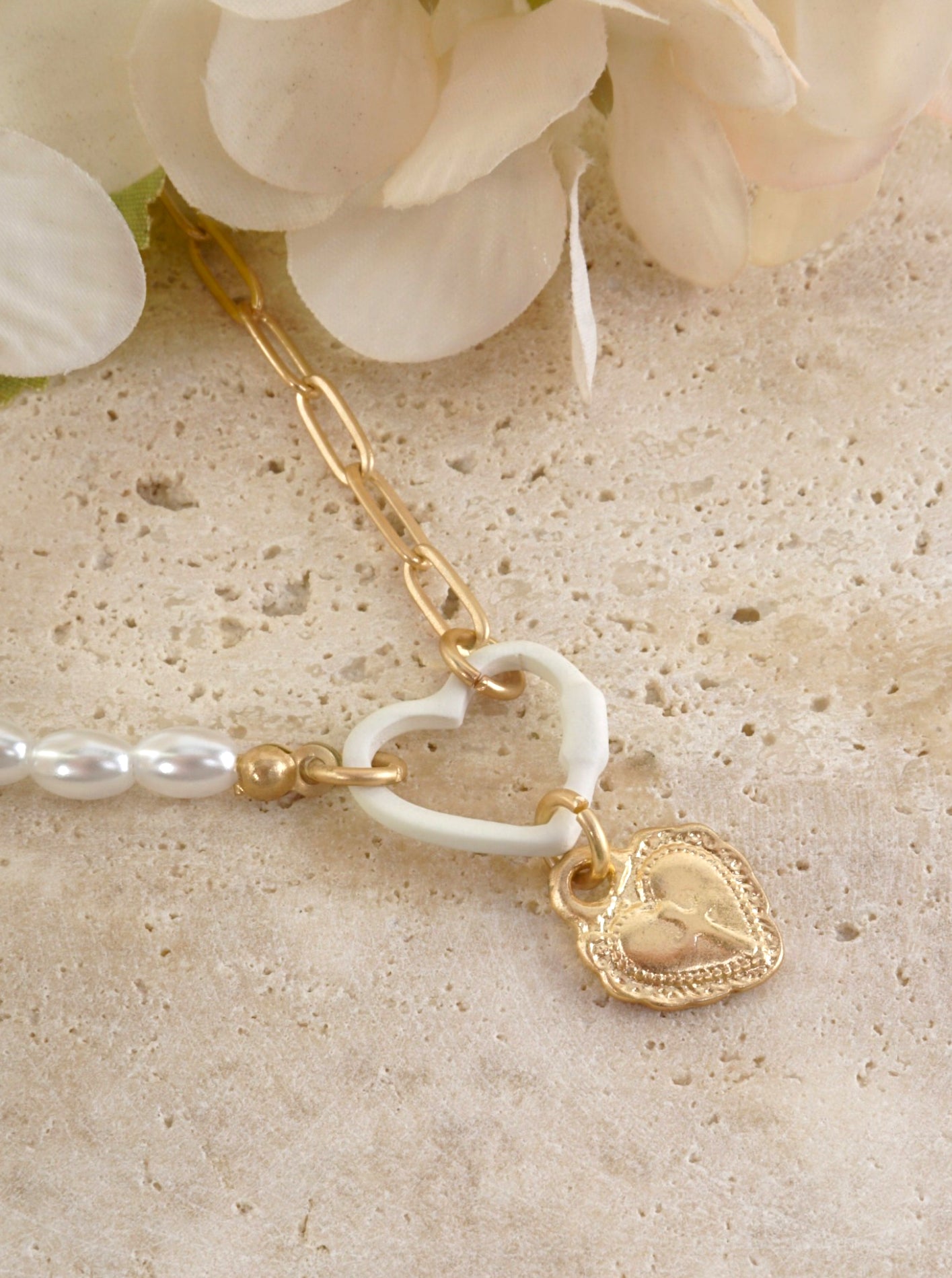 Matte Heart Pendant Necklace