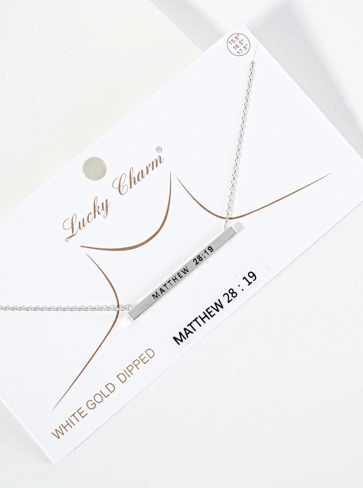 Matthew 28 19 Engraved 18K Gold Dipped Horizontal Brass Bar Pendant Inspirational Necklace