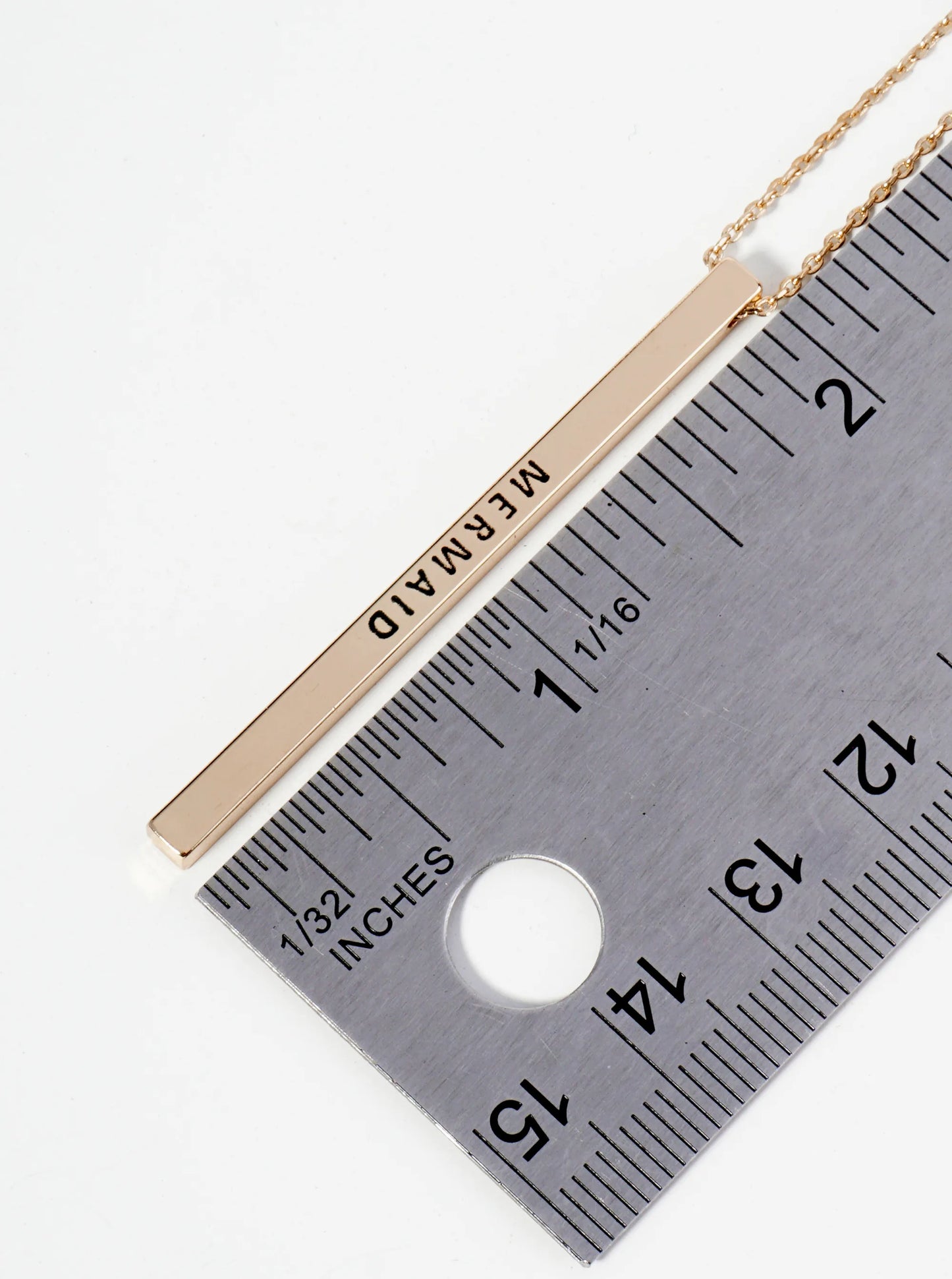 Mermaid Engraved Vertical Bar Pendant Inspirational Necklace