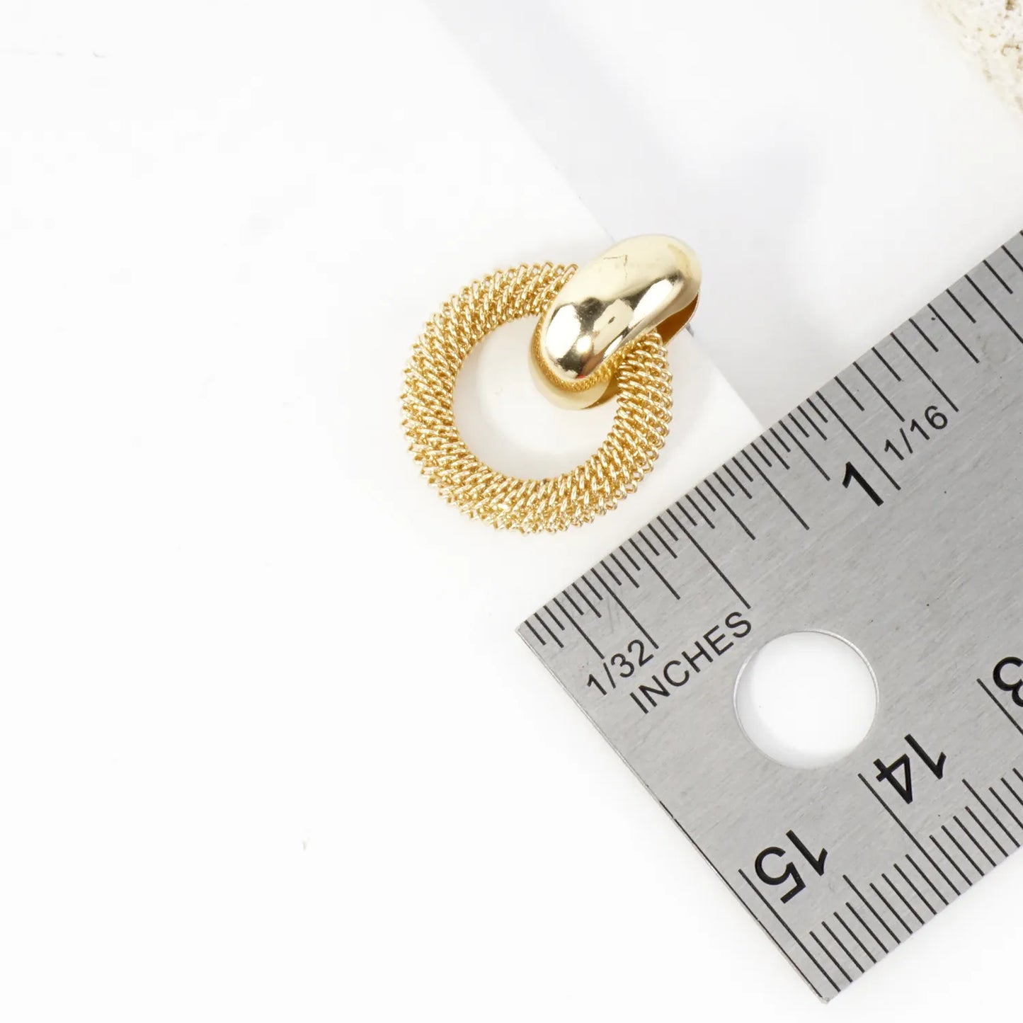 Mesh Doorknocker Post Brass Earrings