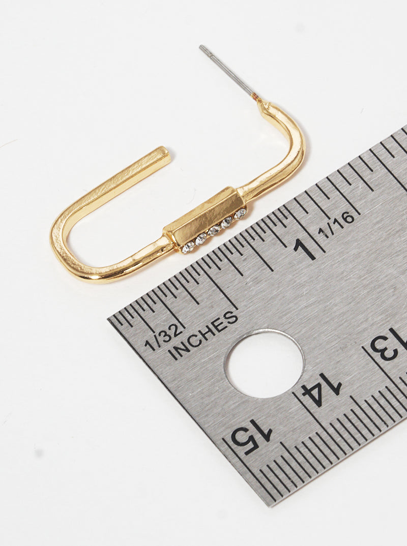 Metal 10mm Carabiner Open Hoop Earrings With Stones