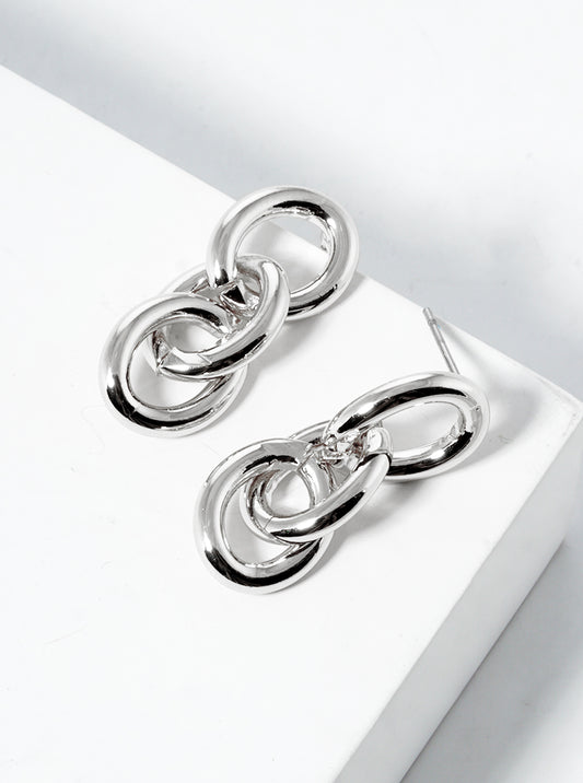 Metal 10mm Chunky Chain Post Drop Earrings