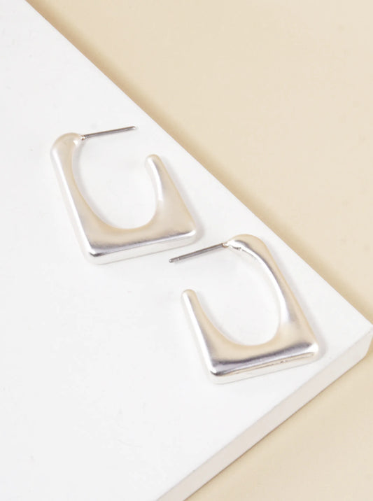 Metal 25mm Rectangle Hoop Earrings