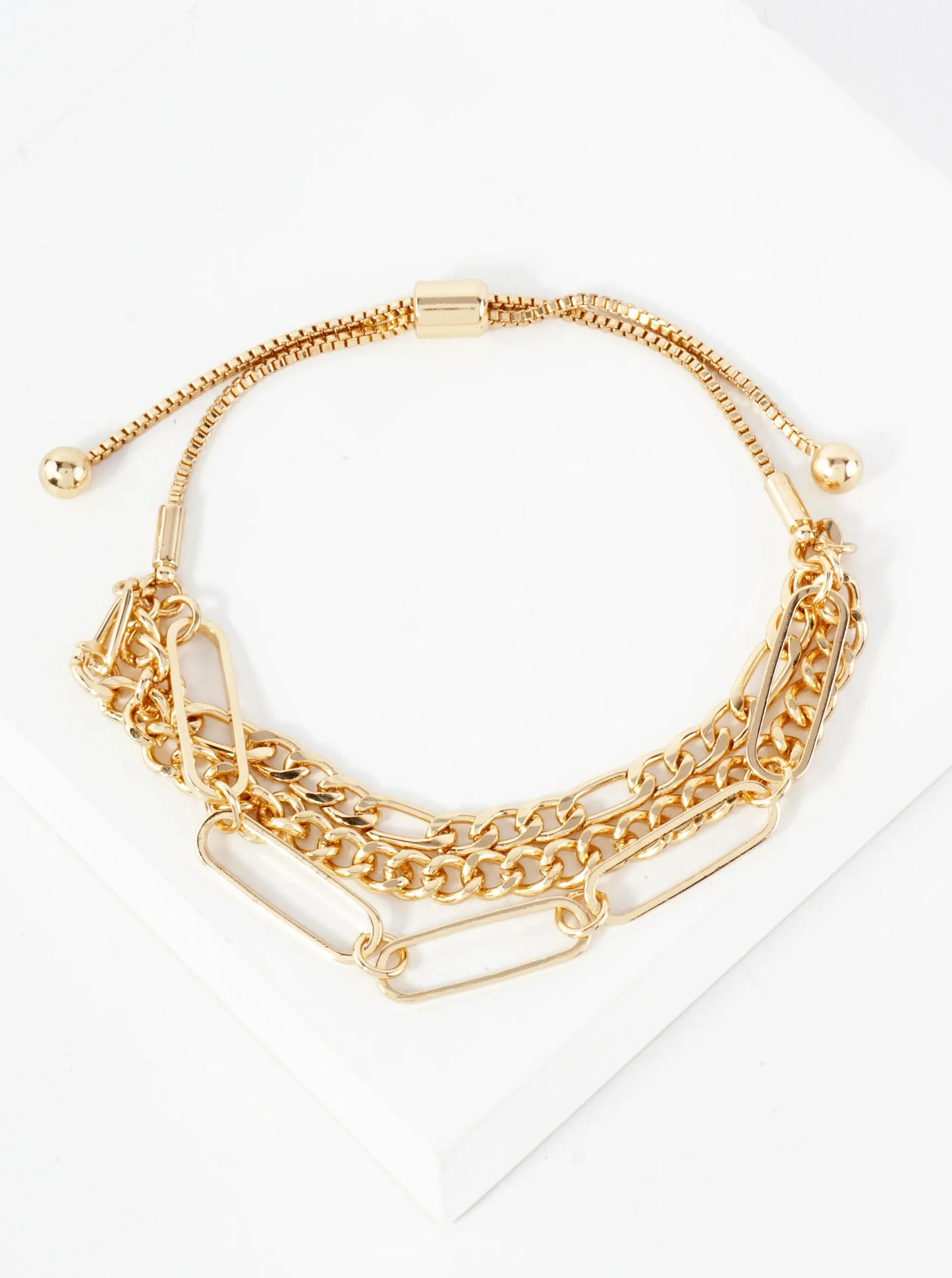 Metal 3-Row Pull-Tie Chain Bracelet