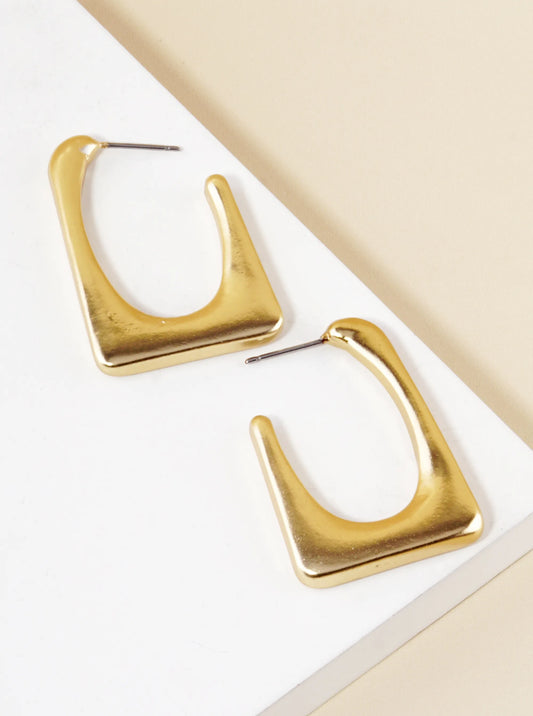 Metal 30mm Rectangle Hoop Earrings