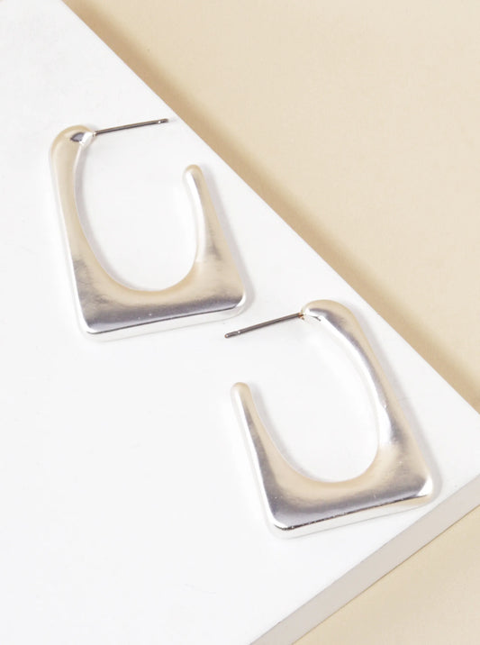 Metal 30mm Rectangle Hoop Earrings