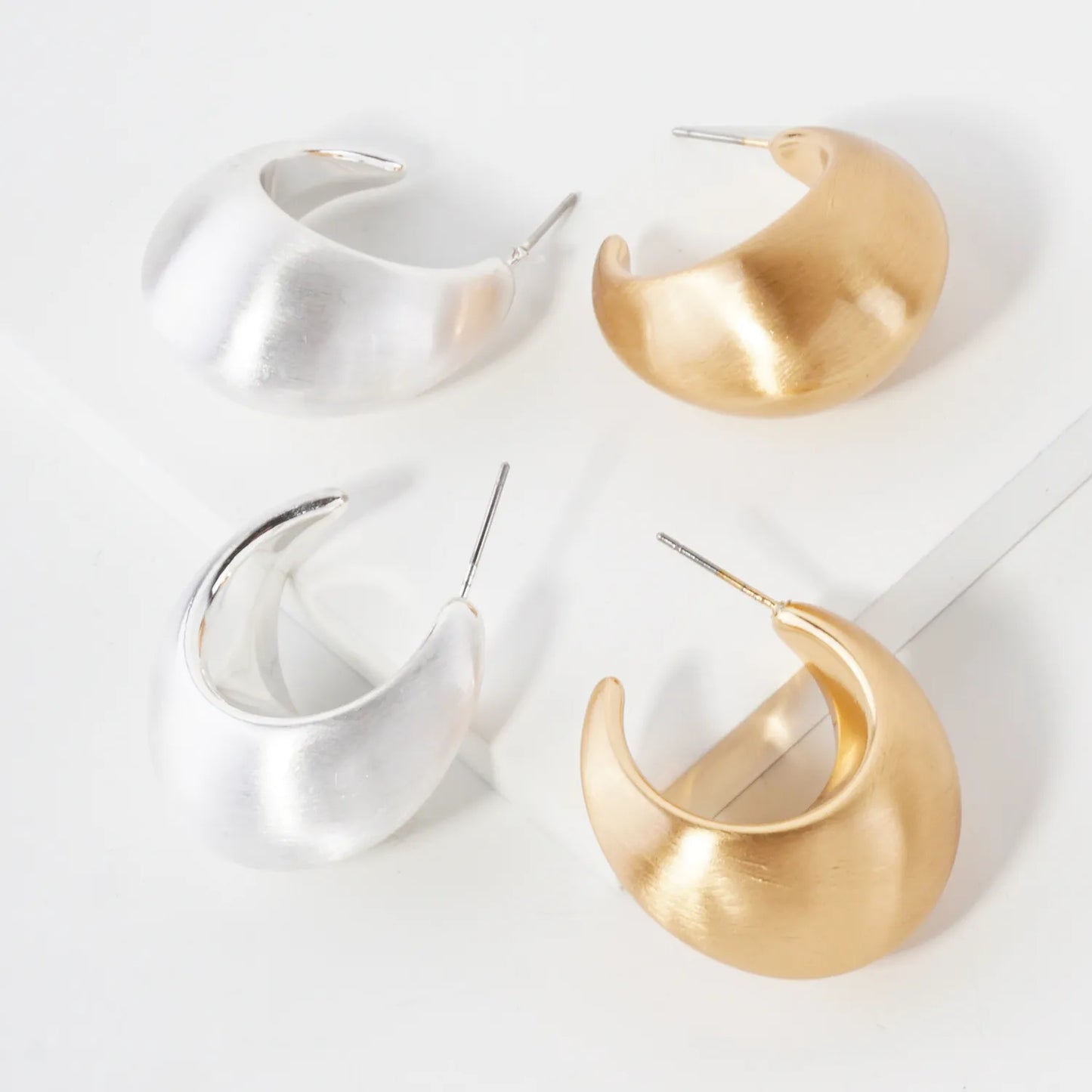 Metal 30mm Tapered Hollow Hoop Earrings