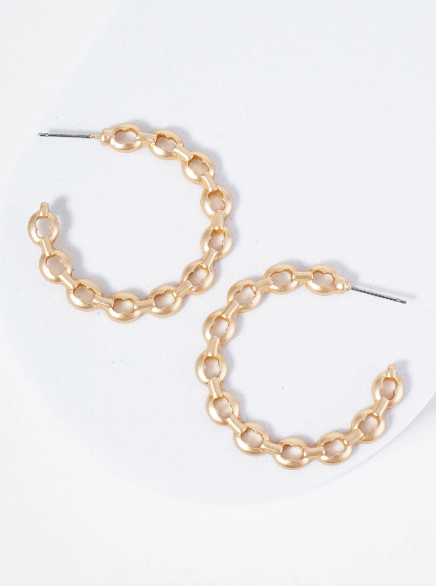 Metal 35mm Chain Open Hoop Earrings