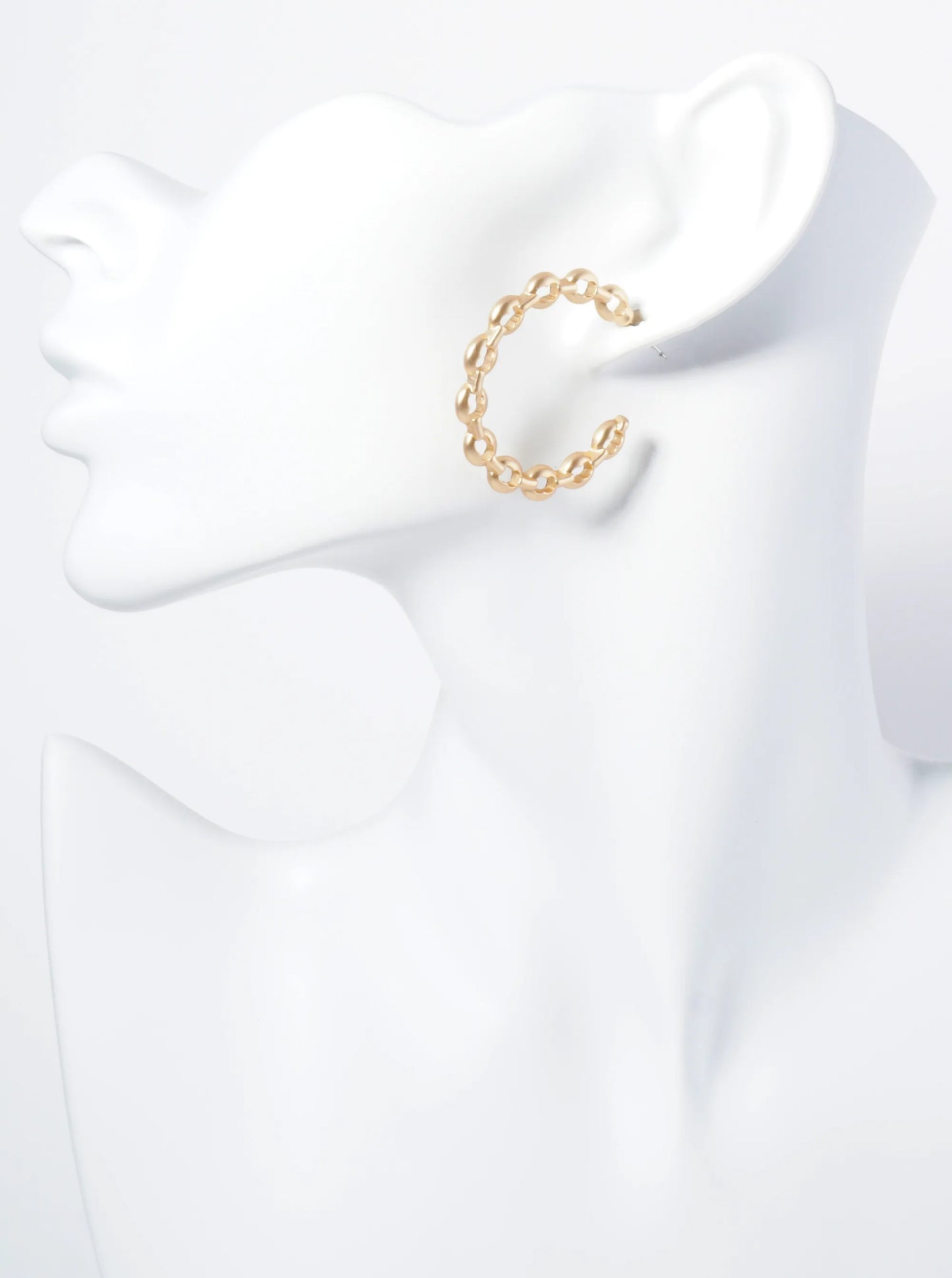 Metal 35mm Chain Open Hoop Earrings