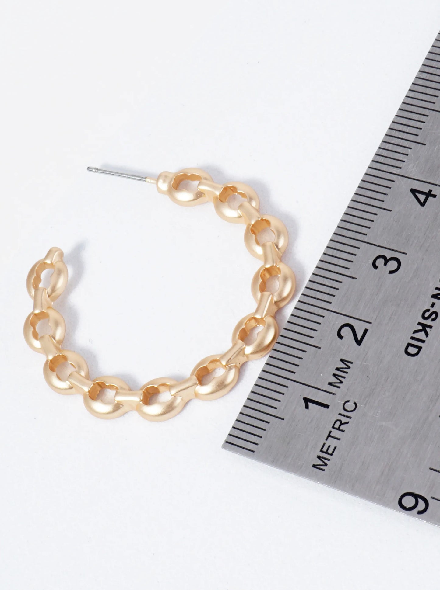 Metal 35mm Chain Open Hoop Earrings