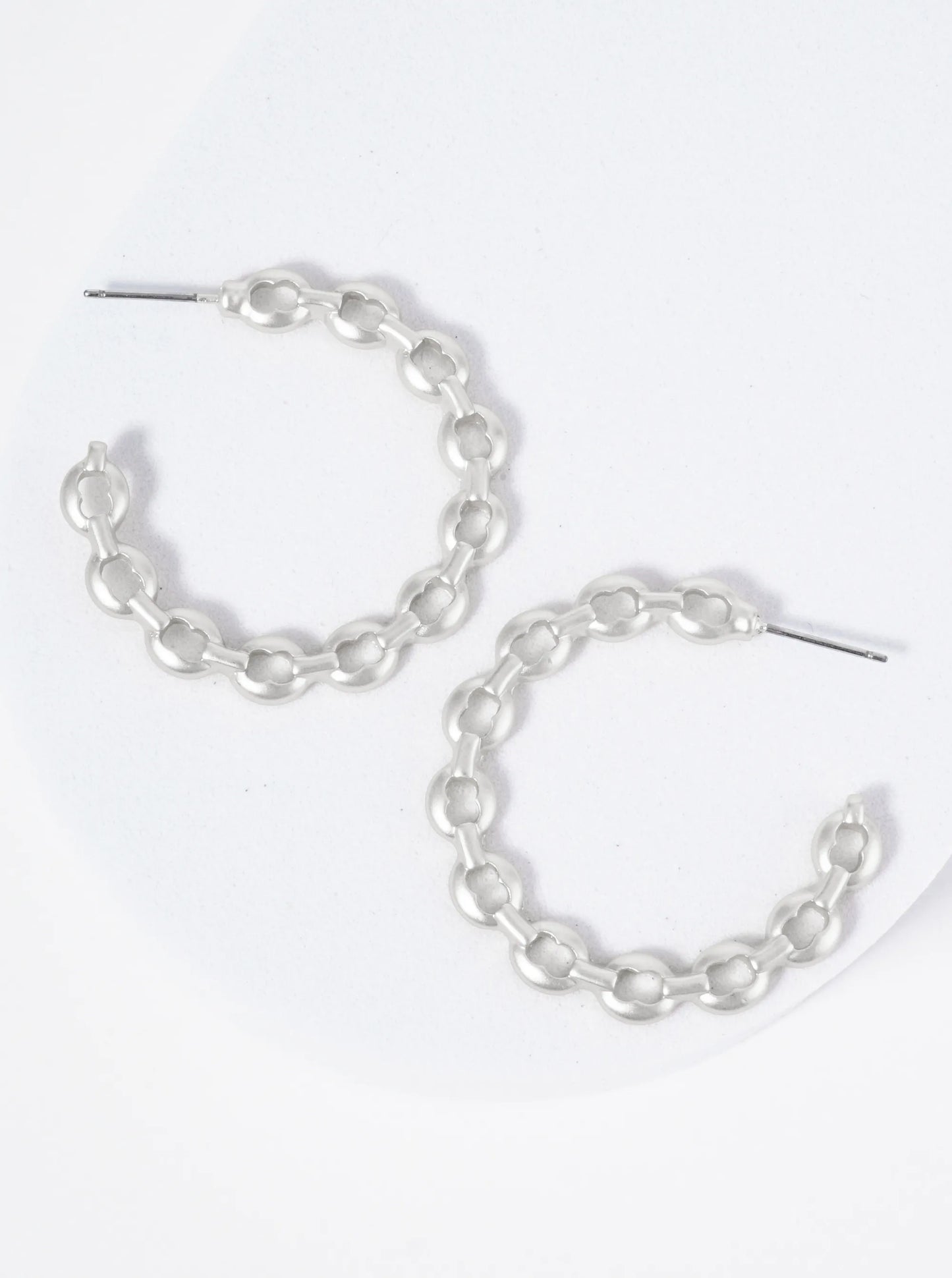 Metal 35mm Chain Open Hoop Earrings