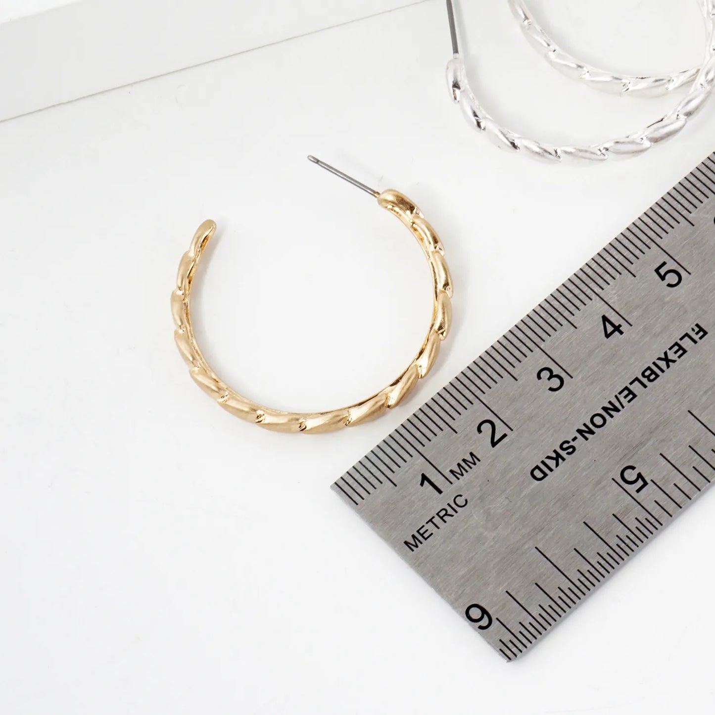 Metal 35mm Push-Back Hoop Earrings