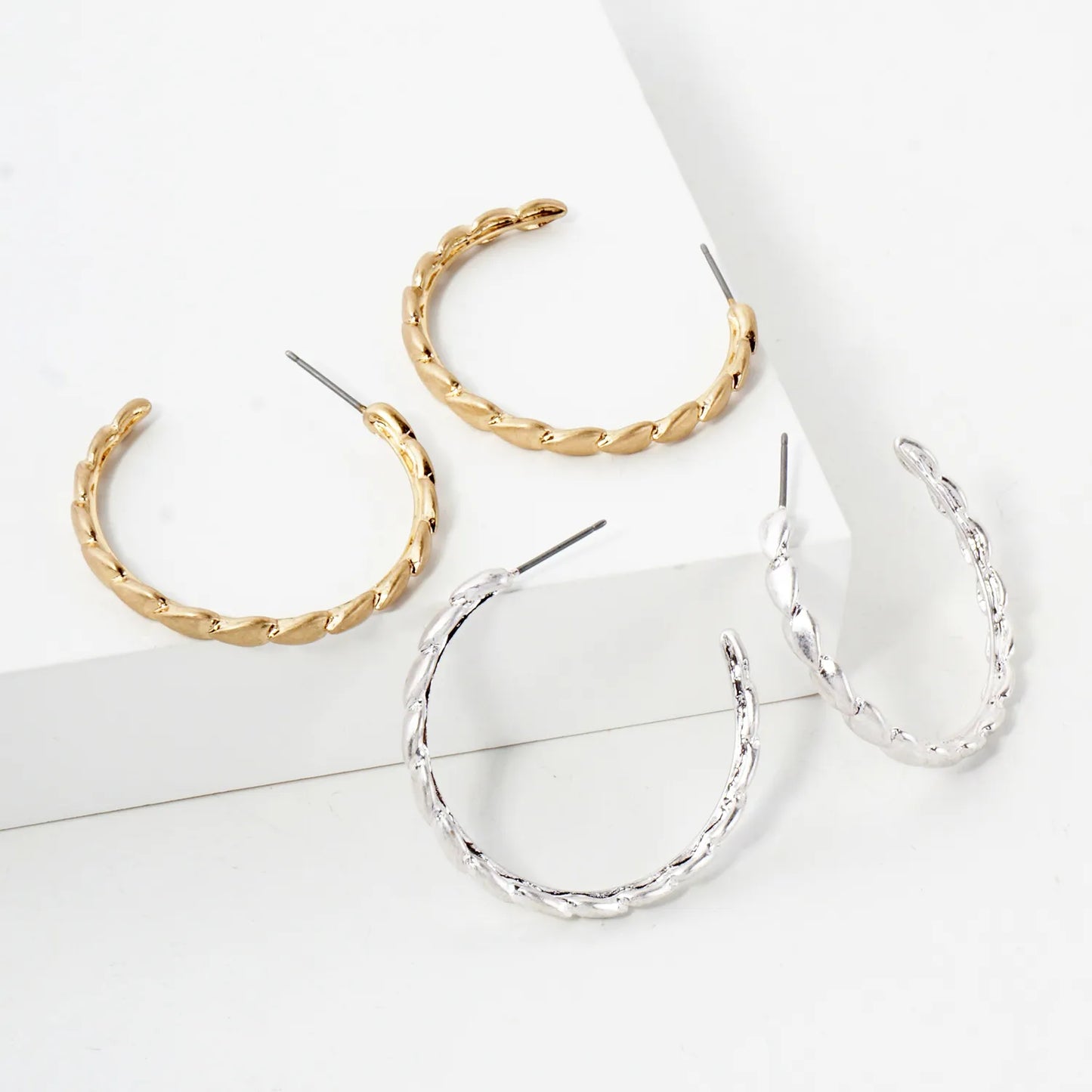 Metal 35mm Push-Back Hoop Earrings