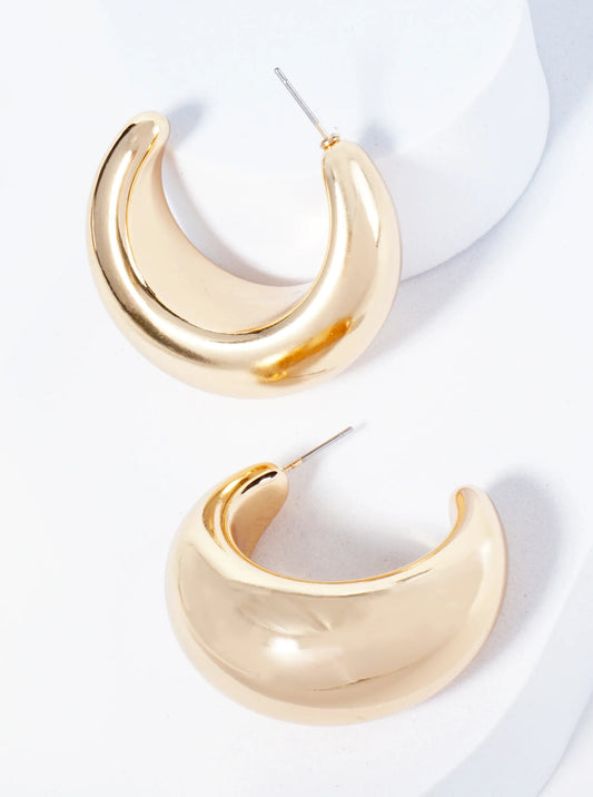 Metal 40mm Chunky Hollow Crescent Hoop Earrings