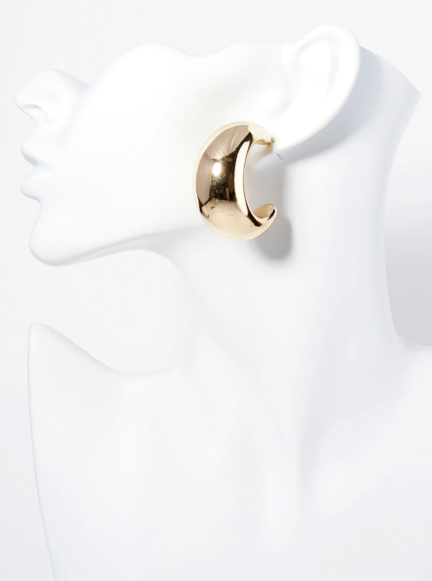 Metal 40mm Chunky Hollow Crescent Hoop Earrings