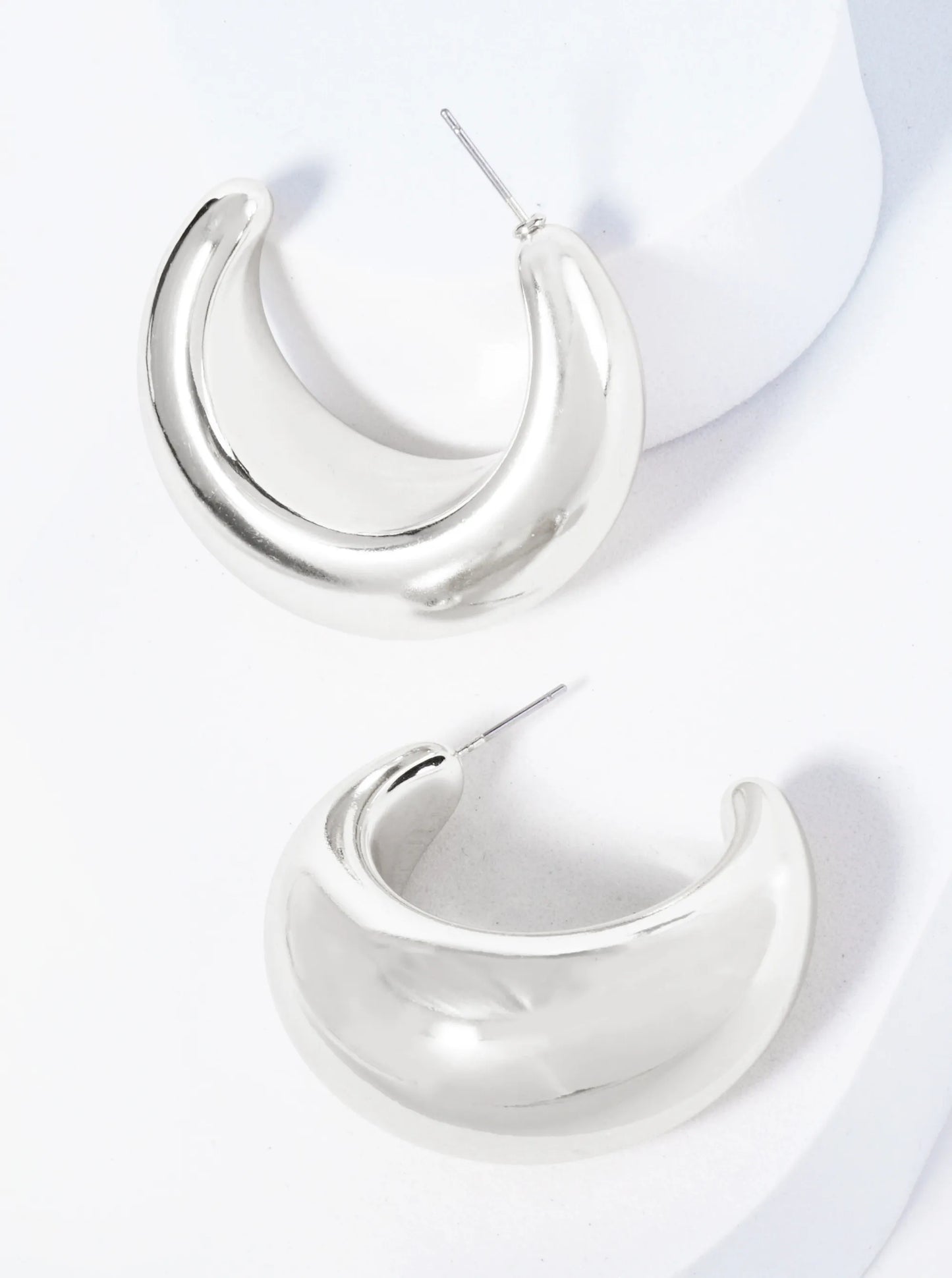 Metal 40mm Chunky Hollow Crescent Hoop Earrings