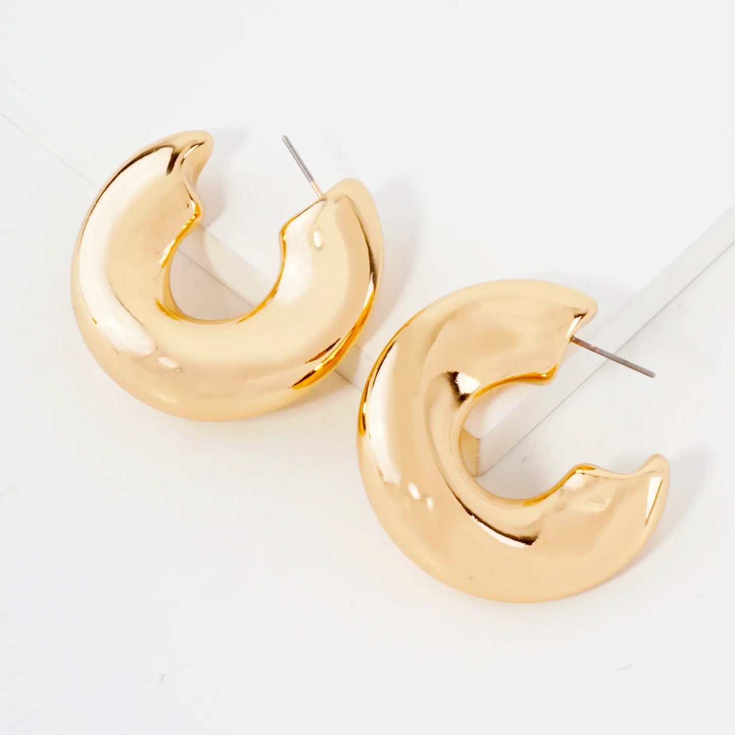 Metal 40mm Organic Hollow Chunky Hoop Earrings