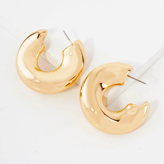 Metal 40mm Organic Hollow Chunky Hoop Earrings